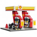 CaDA Shell Petrol Fuel Station with Motorcycle 305 Pieces (Unassembled Brick Build Kit) - C66028W