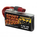 Overlander 1500mAh 7.4v 2S 50C Sport Track LiPo Battery with Deans Connector - OL-3606